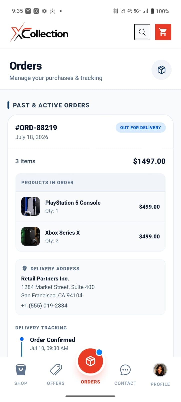 Orders & Live Purchase Tracking