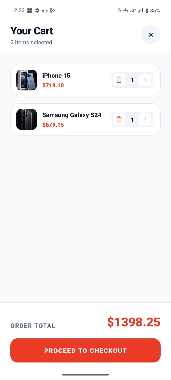 Shopping Cart & Order Summary
